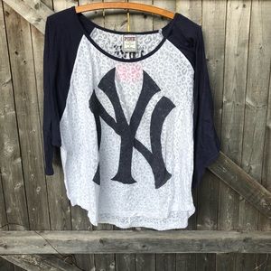 YANKEES PINK leopard 3/4 sleeve Top